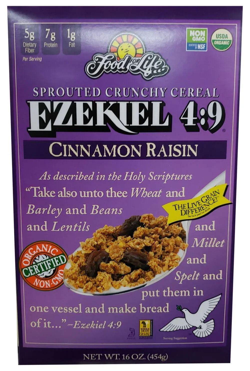 Food For Life Ezekiel 4:9 Cereal, Sprouted Crunchy, Cinnamon Raisin - 16 oz