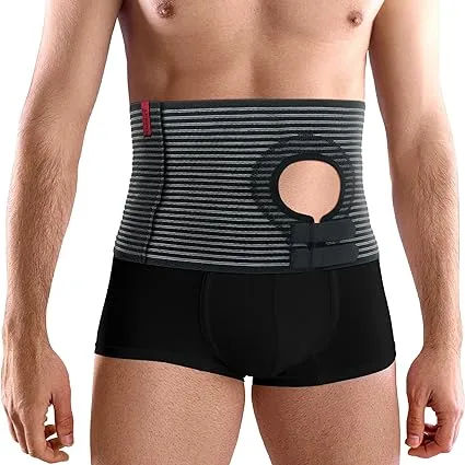 ORTONYX Abdominal Ostomy Belt for Women and Men, Post-Operative Care After Colostomy ileostomy Surgery, Adjastable Stoma Bag Hole/Beige S-M