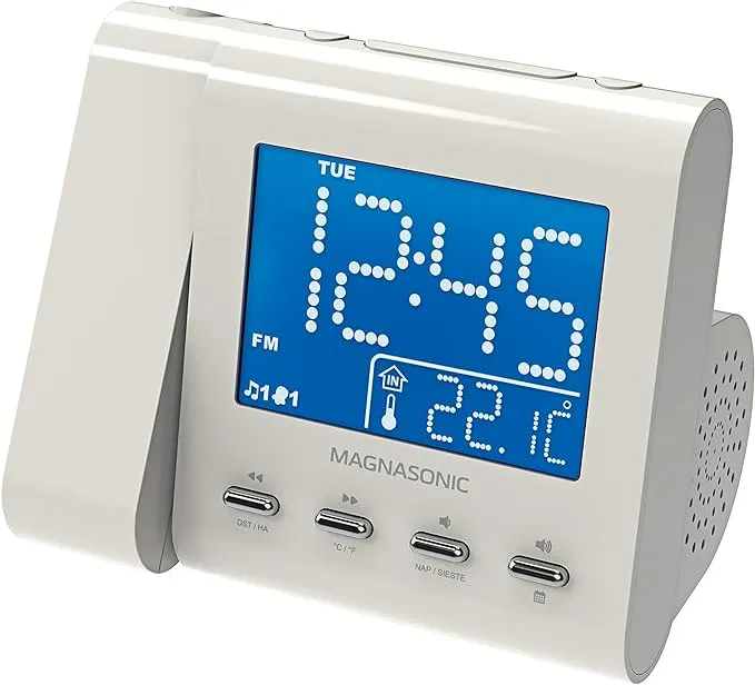 Magnasonic Projection Alarm Clock with AM/FM Radio Battery Backup Auto Time Set