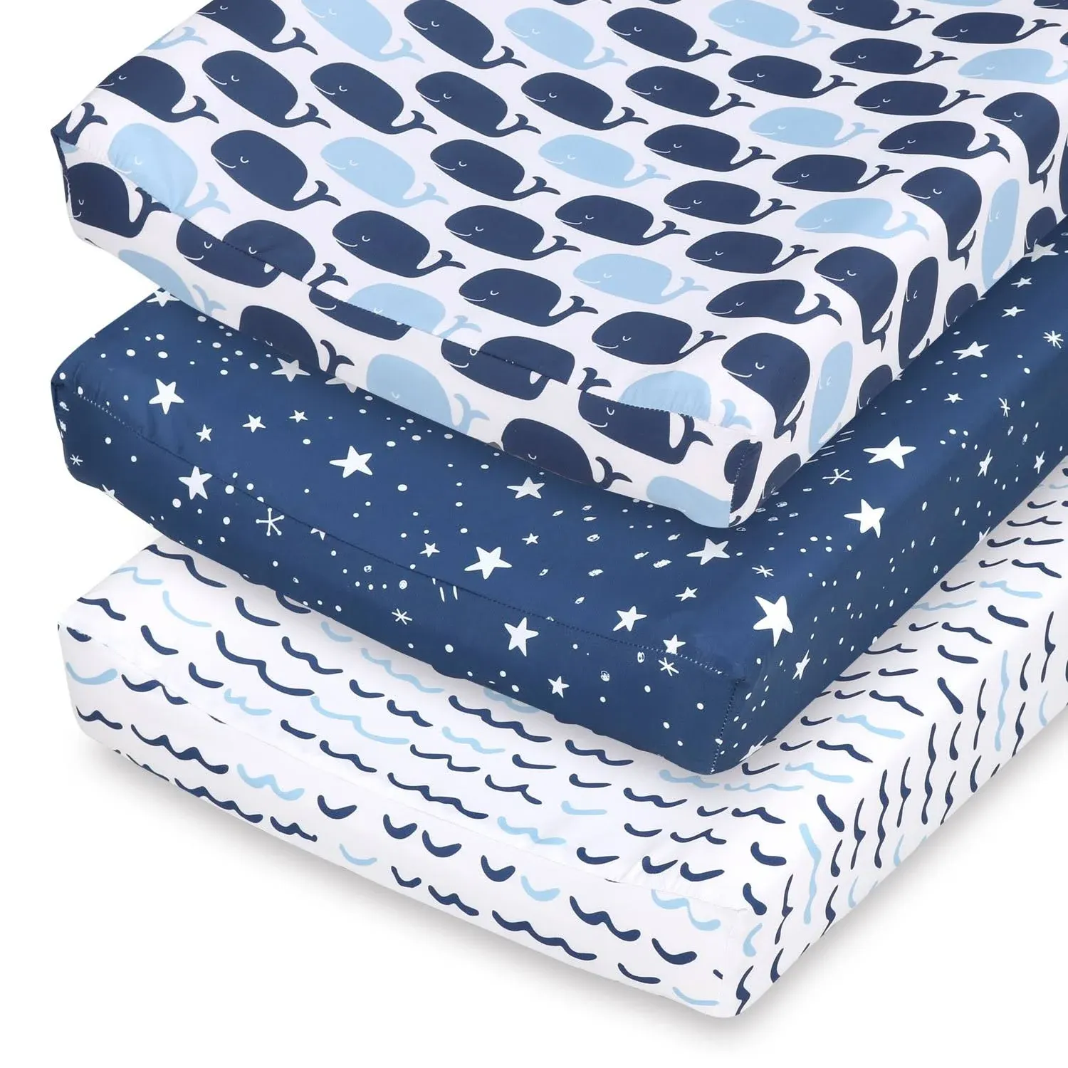 The Peanutshell Nautical 3-Pack Changing Pad Cover - Blue