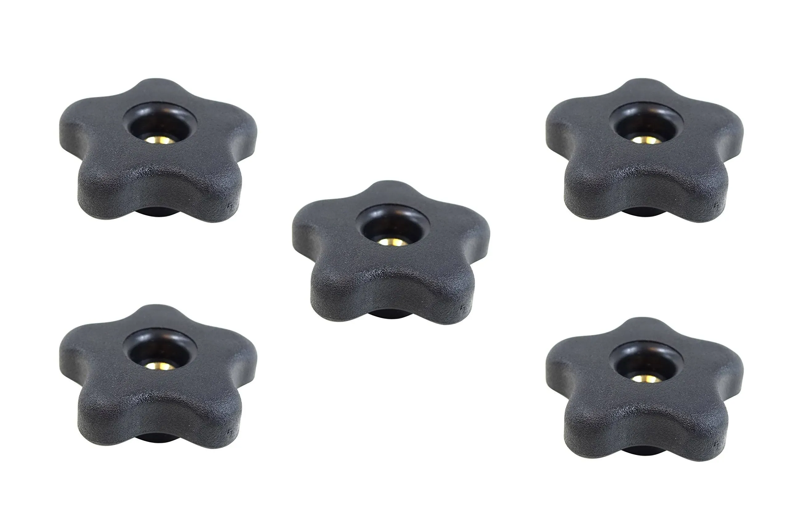 POWERTEC 5/16"-18 5 Star Knobs 5 Pack, Clamping Knobs with Steel Insert for T Track Bolts, Thumb Screw Threaded Knobs for T Track Accessories, Feather Boards, Woodworking Jigs and Fixtures (71071)