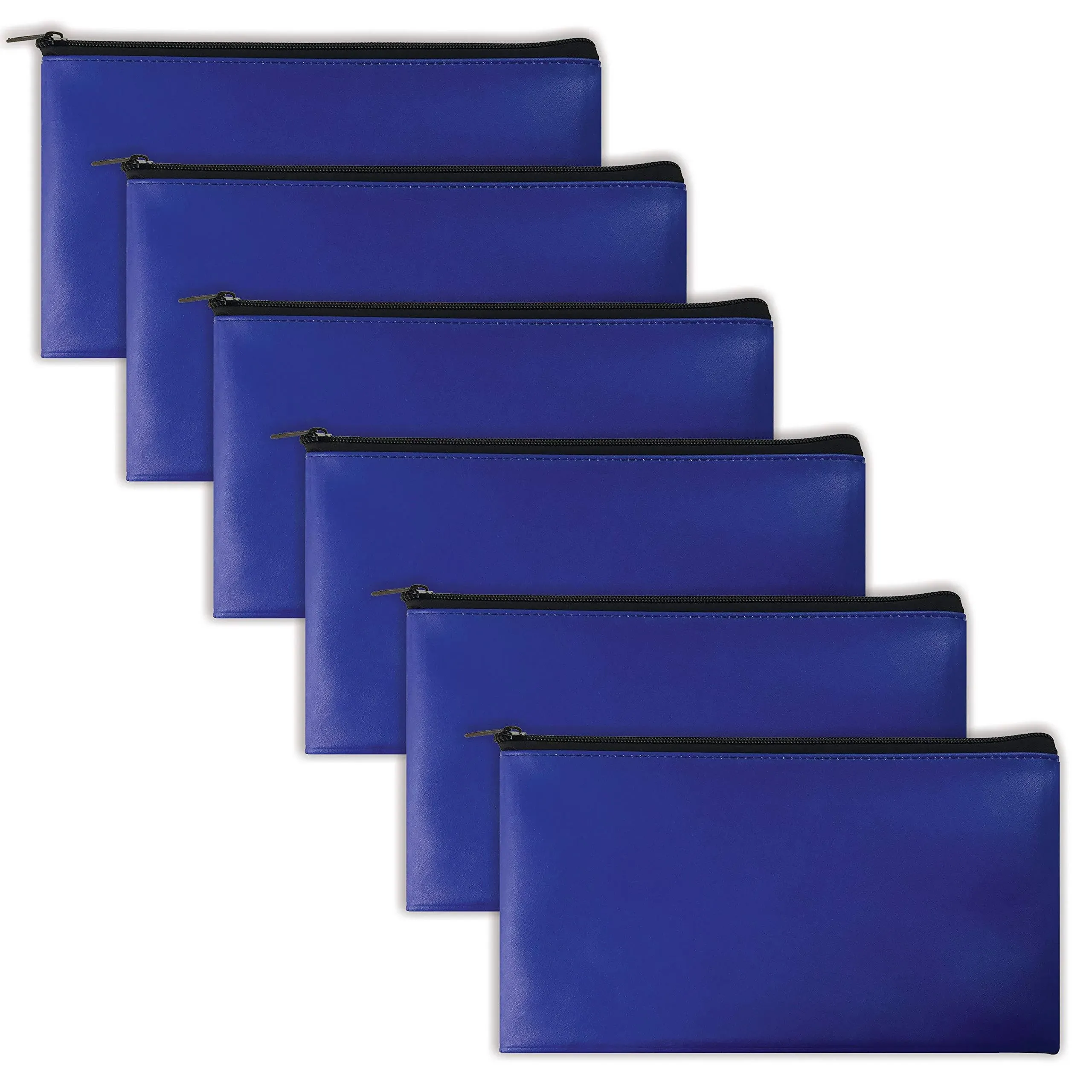 6 Pack Zippered Security Bank Deposit Bag by Better Office Products Leatherette ...