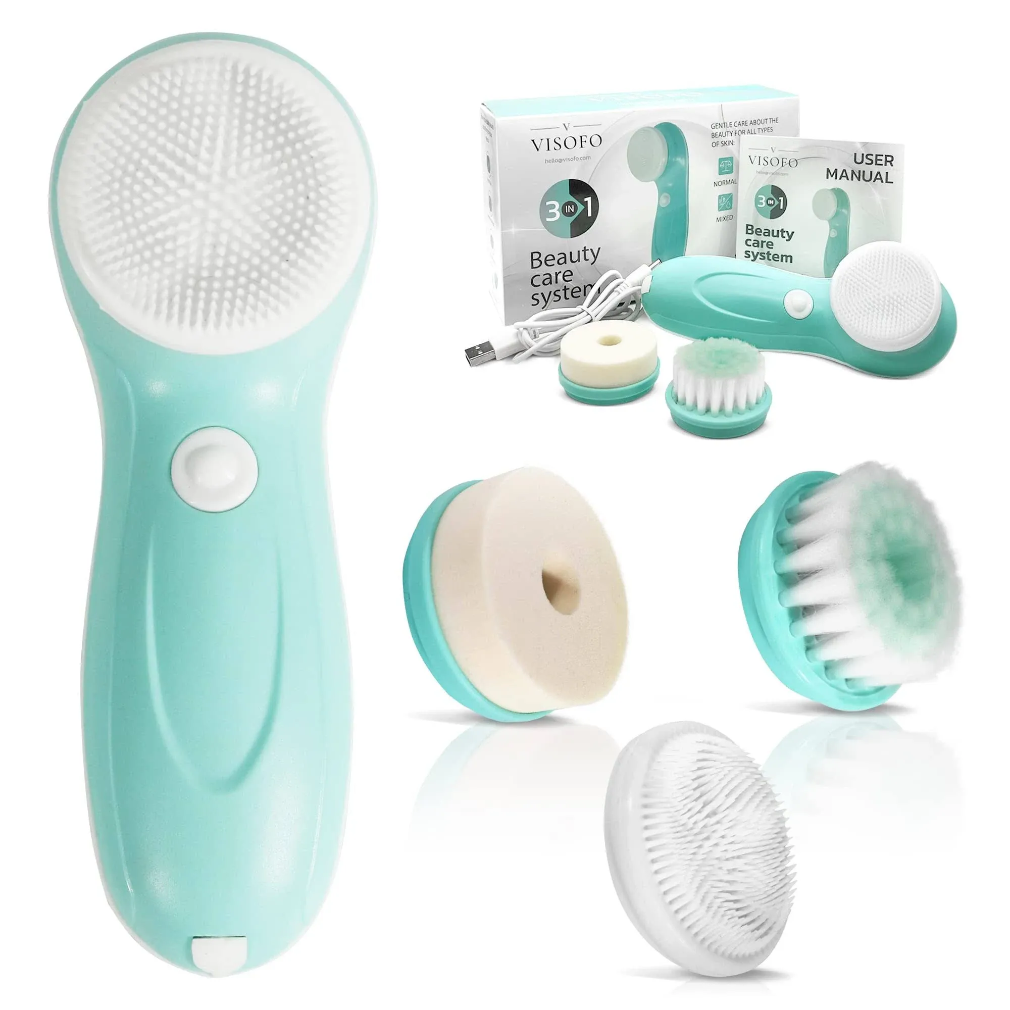 Rechargeable Facial Cleansing Brush Exfoliating Spin Face Brush Cleanser ...