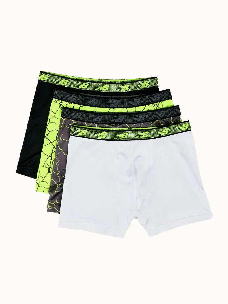 New Balance Boys' 3.5" Underwear, Performance Boxer Briefs (4 Pack)