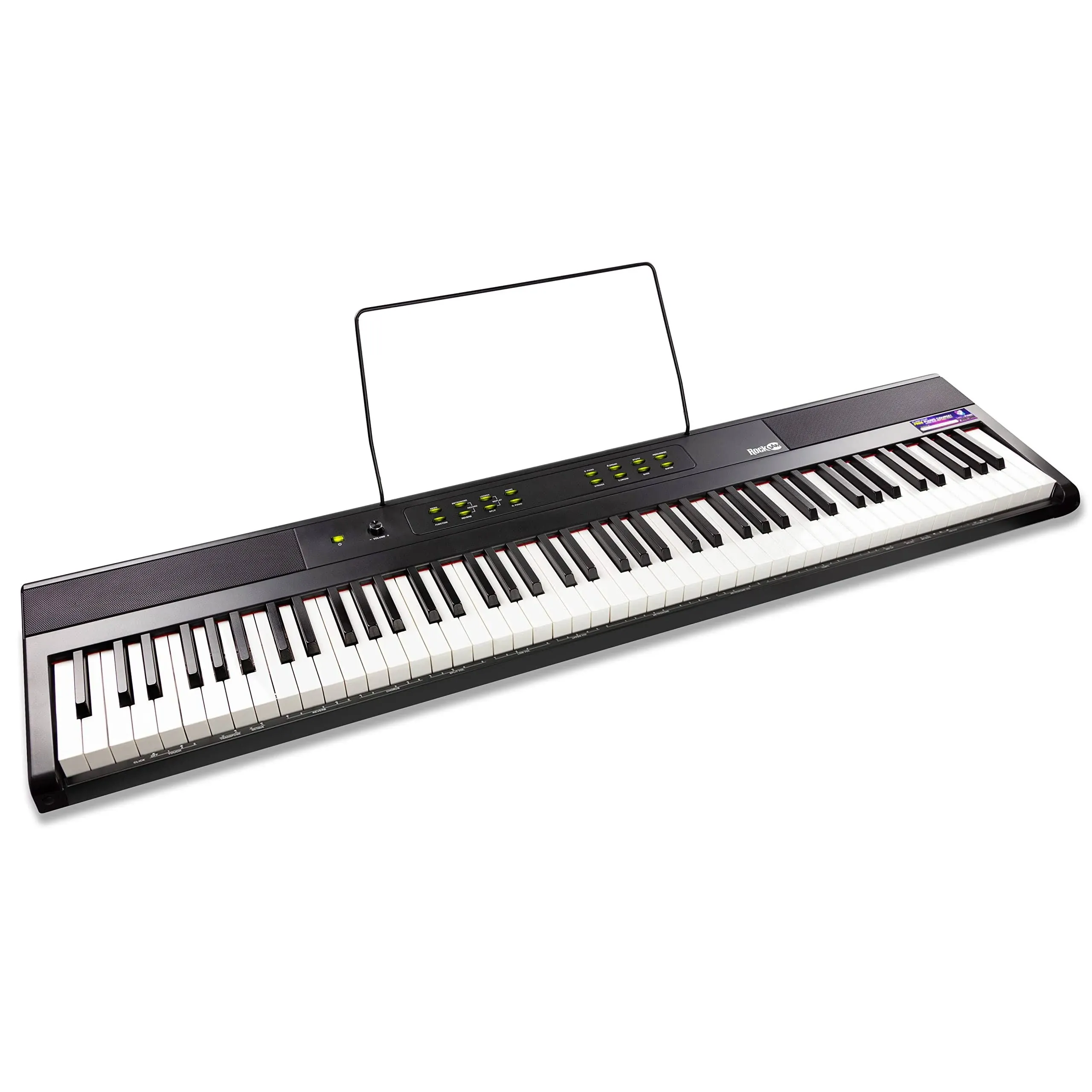 RockJam 88 Key Digital Piano with Full Size Semi-Weighted Keys, Power Supply ...