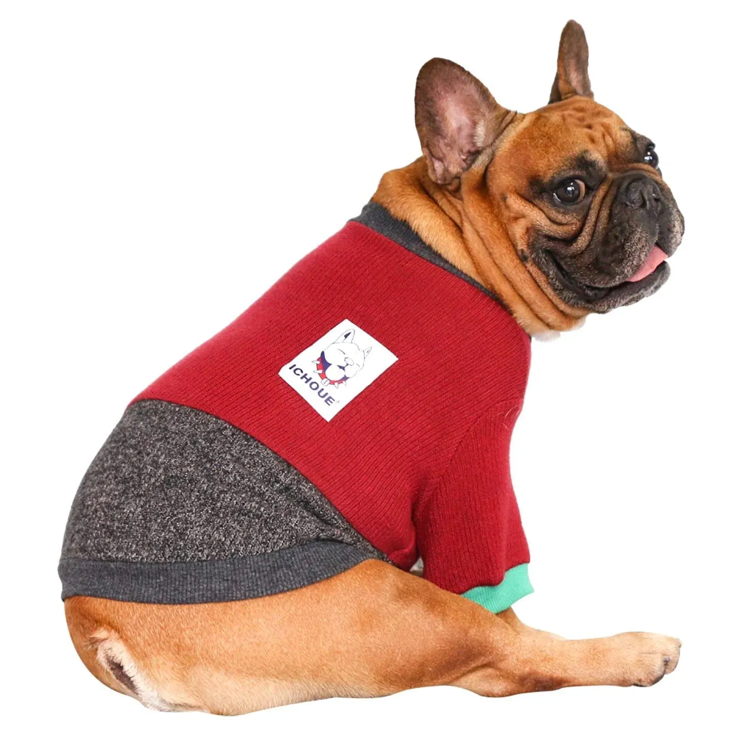 iChoue Pet Dog Crewneck Sweater Color Block Pullover Winter Warm Clothes for ...