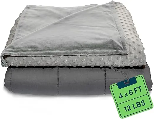 Quility Weighted Blanket for Adults - 15 LB Queen Size Heavy Blanket for Cooling & Heating - 100% Cotton Big Blanket w/ Glass Beads, Machine Washable Blankets - 60"x80", Ivory