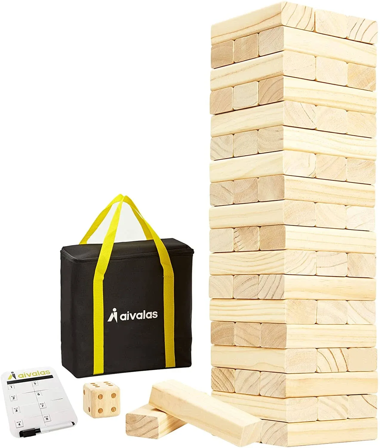 Giant Tumble Tower, Wooden Stacking Block Game with Scoreboard&amp;Car<wbr/>rying Bag, ...