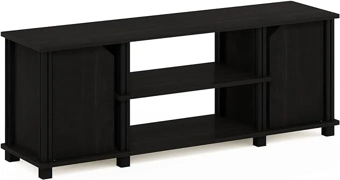 Furinno Brahms TV Stand with Shelves and Storage - French Oak/Black