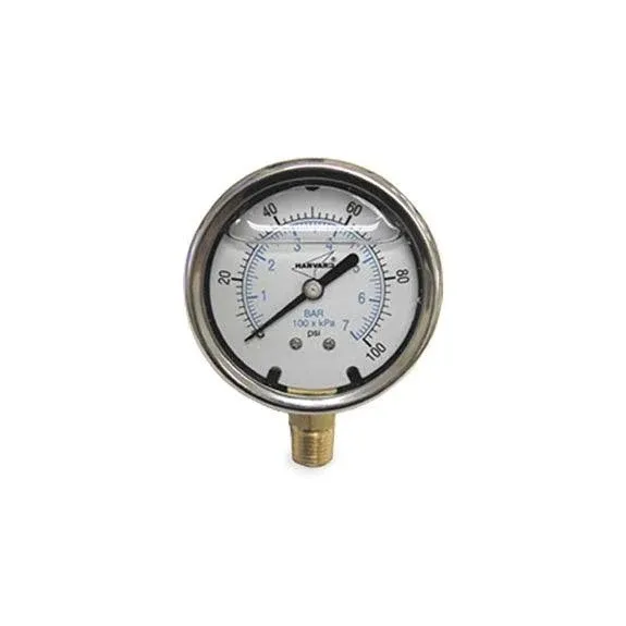 Water Well Pump Liquid Filled Side Lower Mount Pressure Gauge 0 to 100 PSI, 1/4&#034;