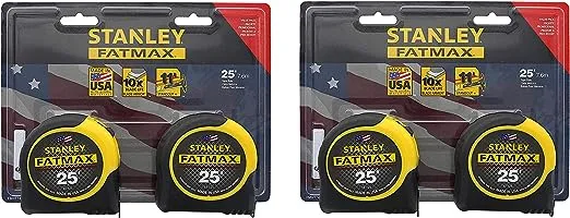 Stanley Consumer Tools FMHT74038 25' Fatmax Tape Measure, 2 Tape Measures per Pack, 4 Tape Measures Total
