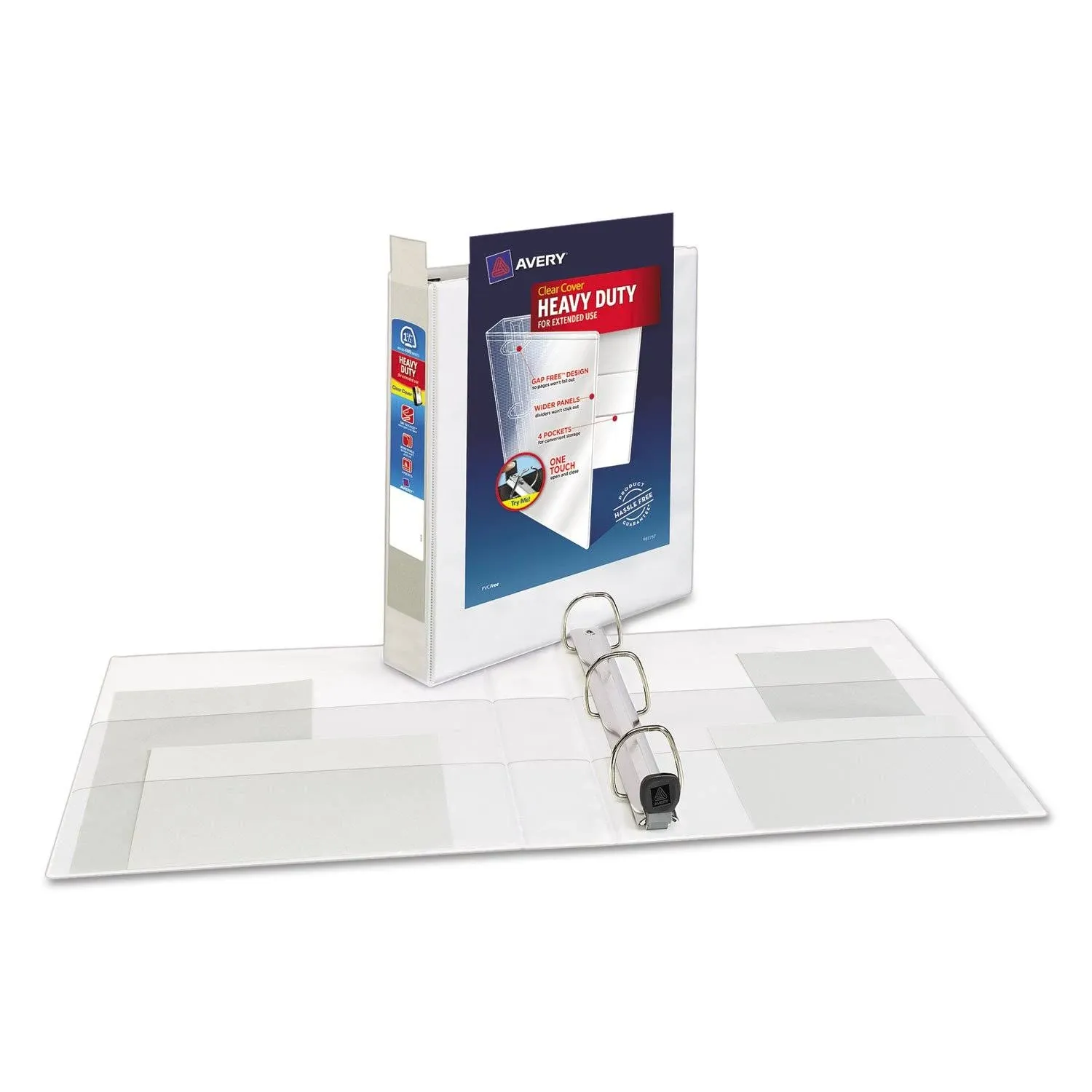 Avery Heavy-Duty View 3 Ring Binder, 1.5" One Touch EZD Rings, 1 White Binder (79195)