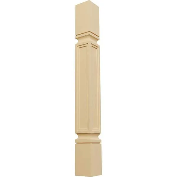 Ekena Millwork Kent Raised Panel Cabinet Column 3-ft x 4-in Unfinished Alder Fluted Square Column