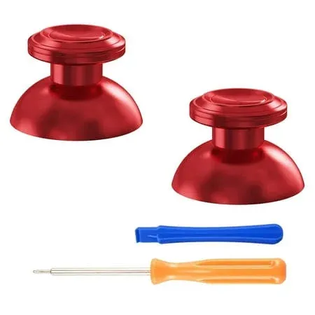 eXtremeRate Replacement Aluminum Metal Thumbsticks Compatible with PS5 & PS4 Controller - Red