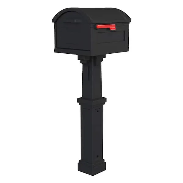 ARCHITECTURAL MAILBOXES Grand Haven Plastic, Mailbox and Post Kit, Black