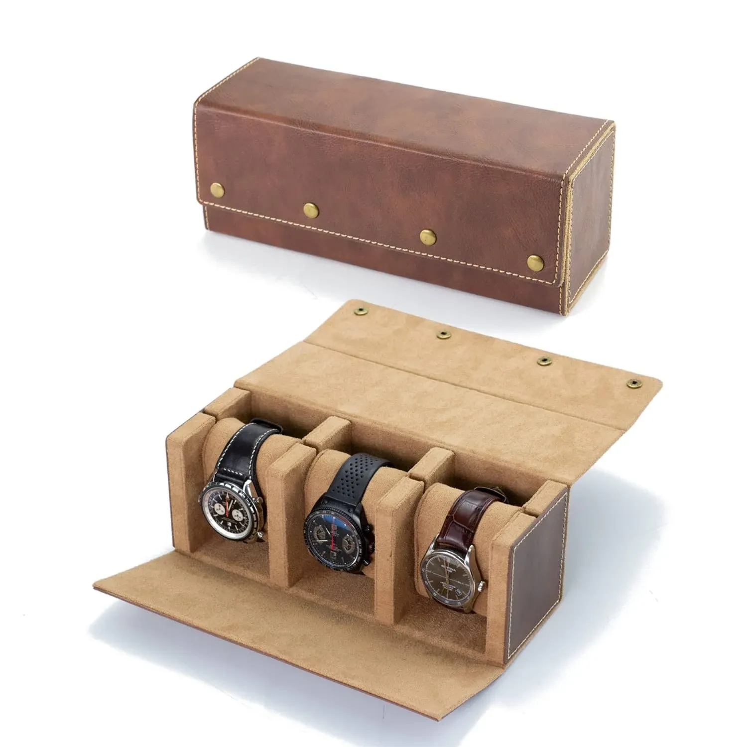 Vovotuzzi Watch Travel Case for Men - Leather Watch Roll Travel Case Luxuriou...