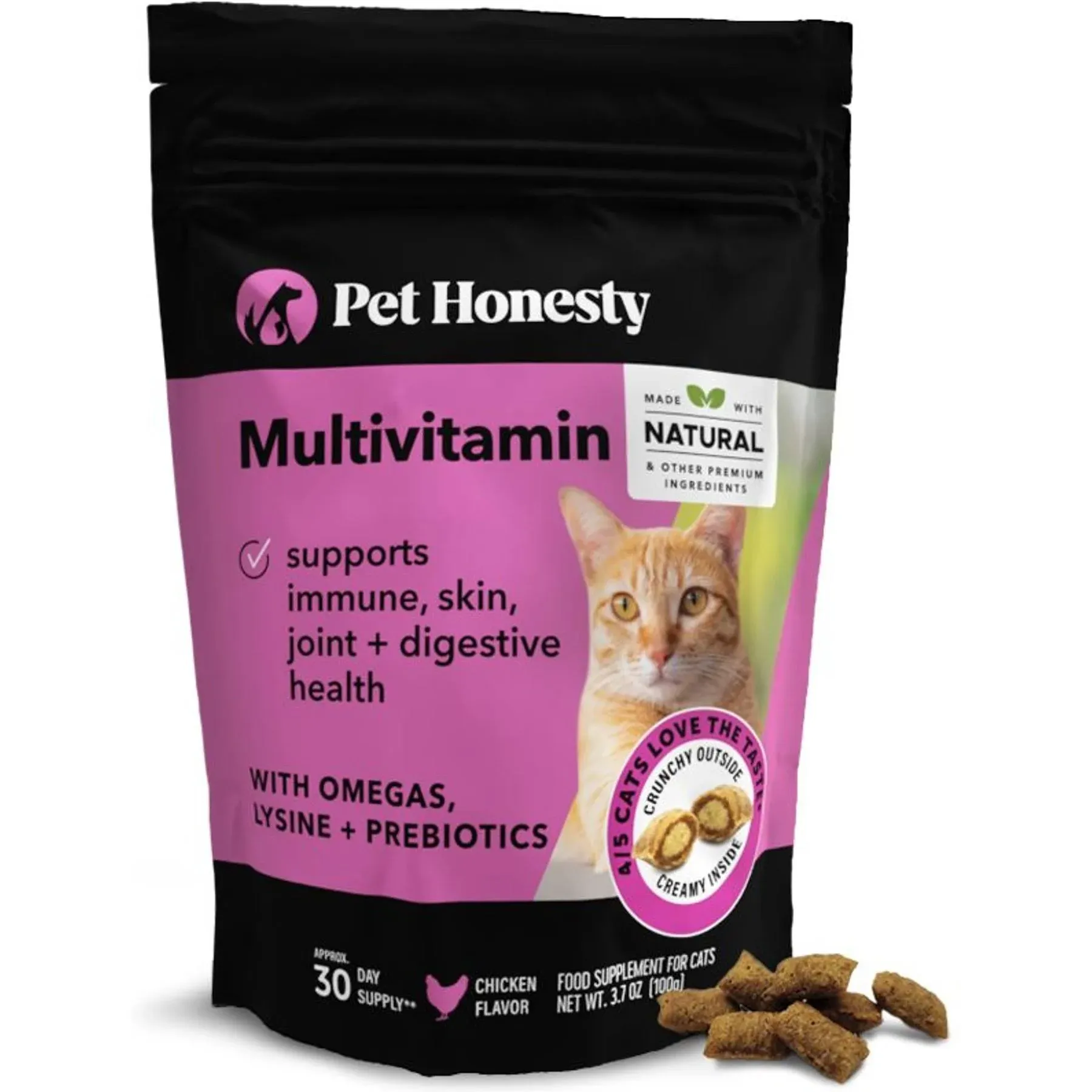 Pet Honesty Multivitamin Supplement Dual Texture Chews for Cats (3.7 oz)