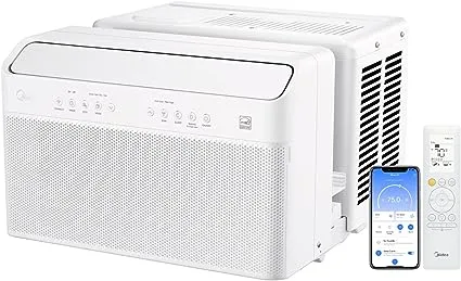 Midea 8,000 BTU U-Shaped Smart Inverter Window Air Conditioner–Remove 99.99% SARS-COV-2, Ultra Quiet with Open Window Flexibility, Compatible with Alexa/Google Assistant, 35% Energy Savings