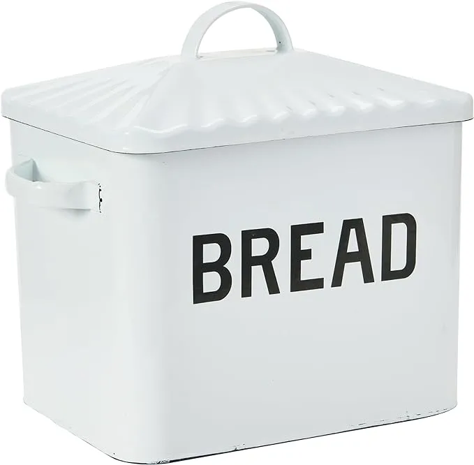 White Enameled Bread Box