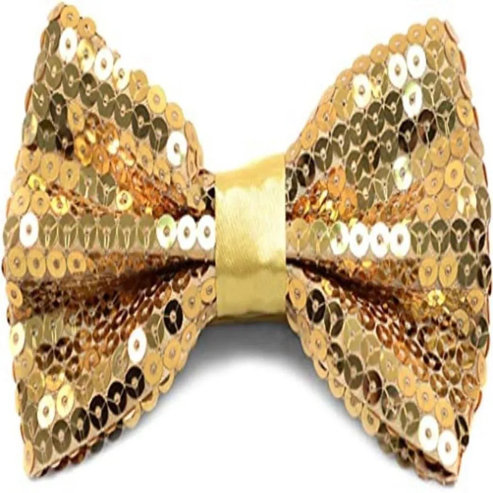 boxed-gifts Men's Pre-Tied Shiny Sequin Banded Bow Ties