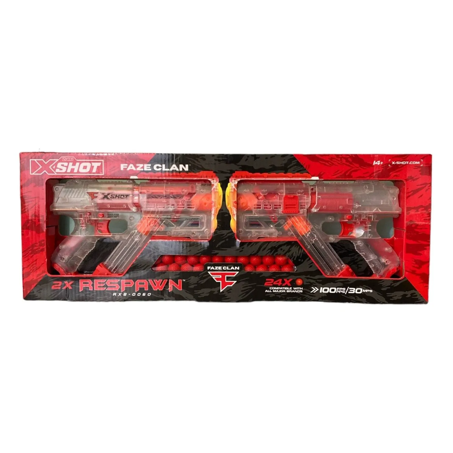 Zuru X-Shot 2x Respawn Faze Clan 24 Pellets Bullets 2 Packs Gun Blaster Toy Lot