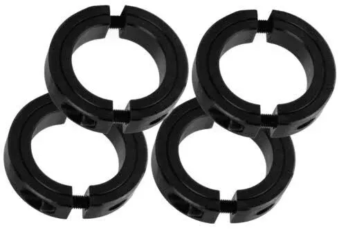 AZSSMUK Double Split Clamp-On Shaft Collars of Carbon Steel with Black Oxide Coating 3/8" Bore Set Screw,4-piece