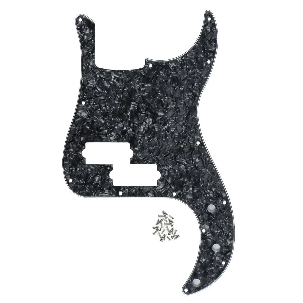 FLEOR 13 Hole PB P Bass Pickguard for 4 String Bass | iknmusic Black Pearl 4ply