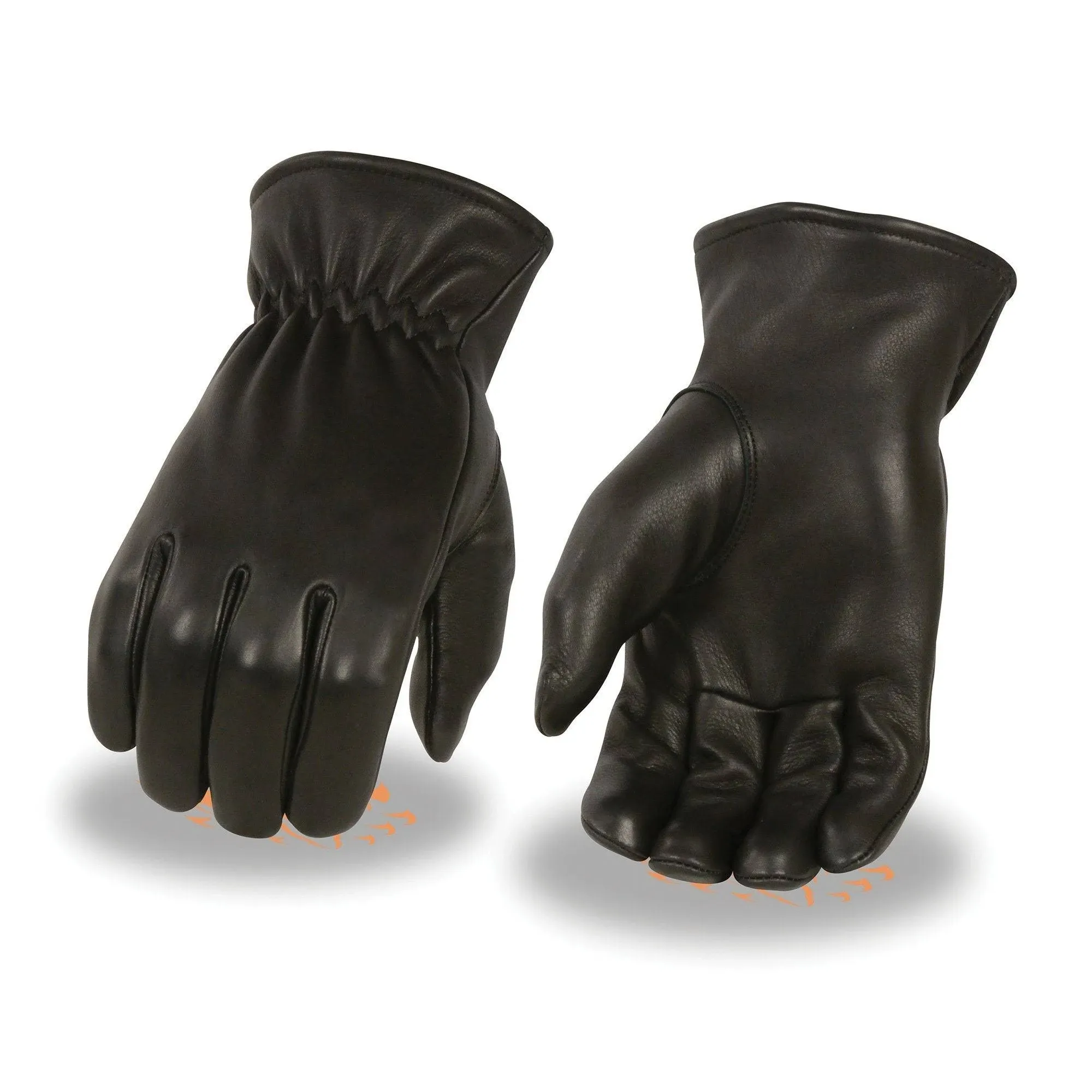 Milwaukee Leather SH858 Men's Black Thermal Lined Deerskin Motorcycle Hand Gloves w/ Sinch Wrist Closure - Black / 4X-Large