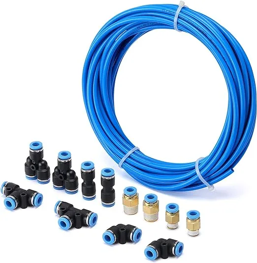 AIRTOON Air Hose Pipe Tube Kit 6mm OD with 1/4” Push to Connect Air Fittings (13 PCS),Pneumatic Air Line Connector
