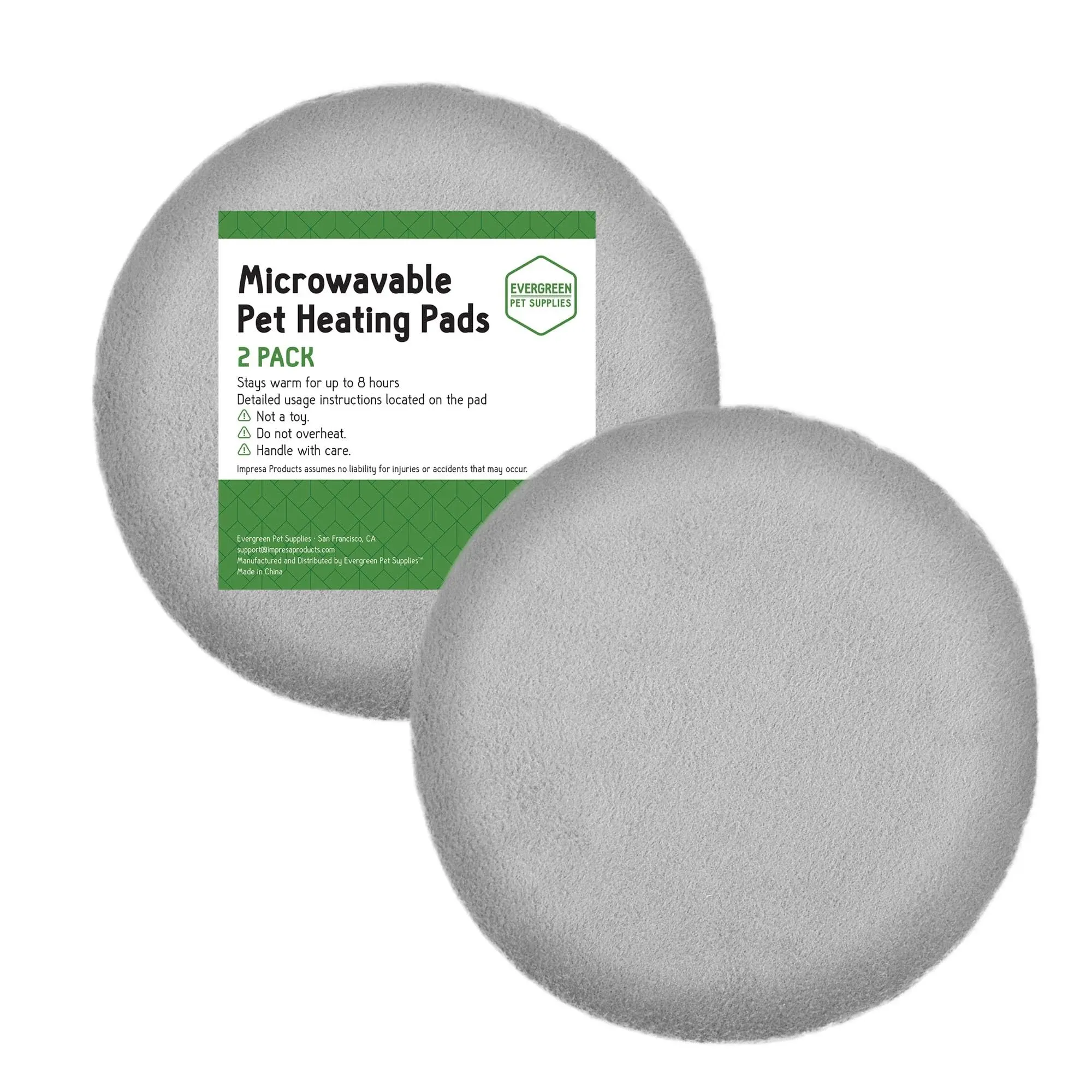 [2 Pack] 9&#034; Round Microwave Pet Heating Pad for Hours of Soothing Warmth - Ea...