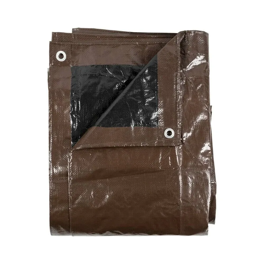 20&#039; x 20&#039; Multipurpose Waterproof Brown Poly Tarp Tarpaulin Cover With Grommets