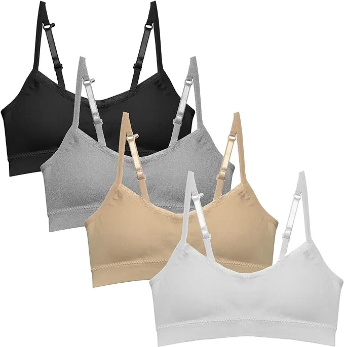 Popular Girls Bras 4 Pack Seamless Cami Bra With Removable Padding