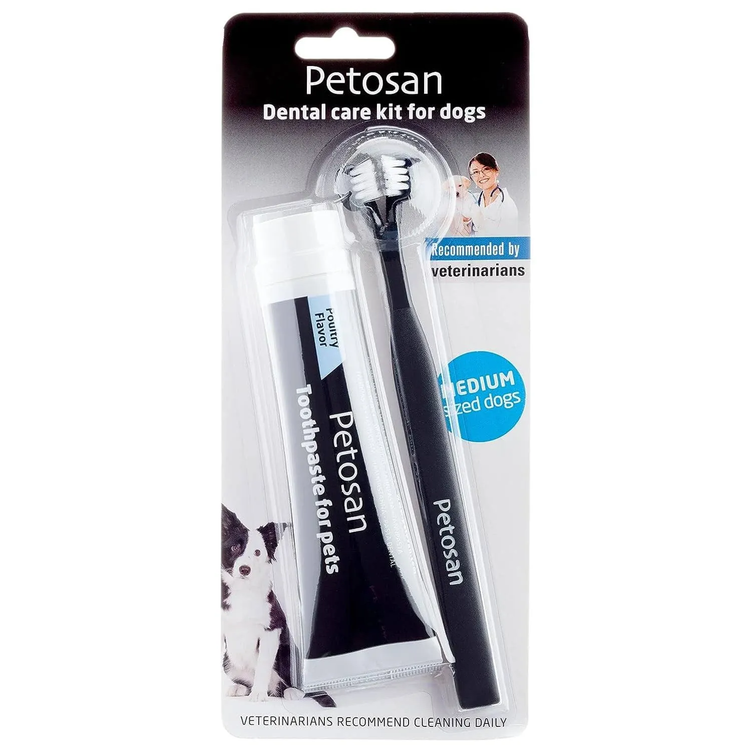 Petosan Dog Dental Kit Brush and Paste - Medium