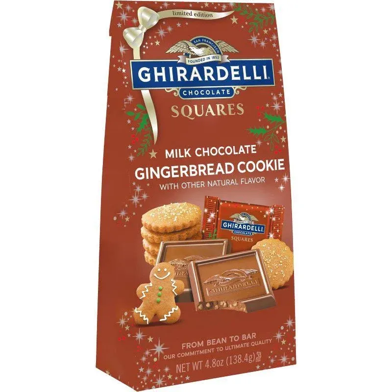 Ghirardelli Squares 4.8 oz Milk Chocolate GINGERBREAD COOKIE Limited *BB 7/2023*