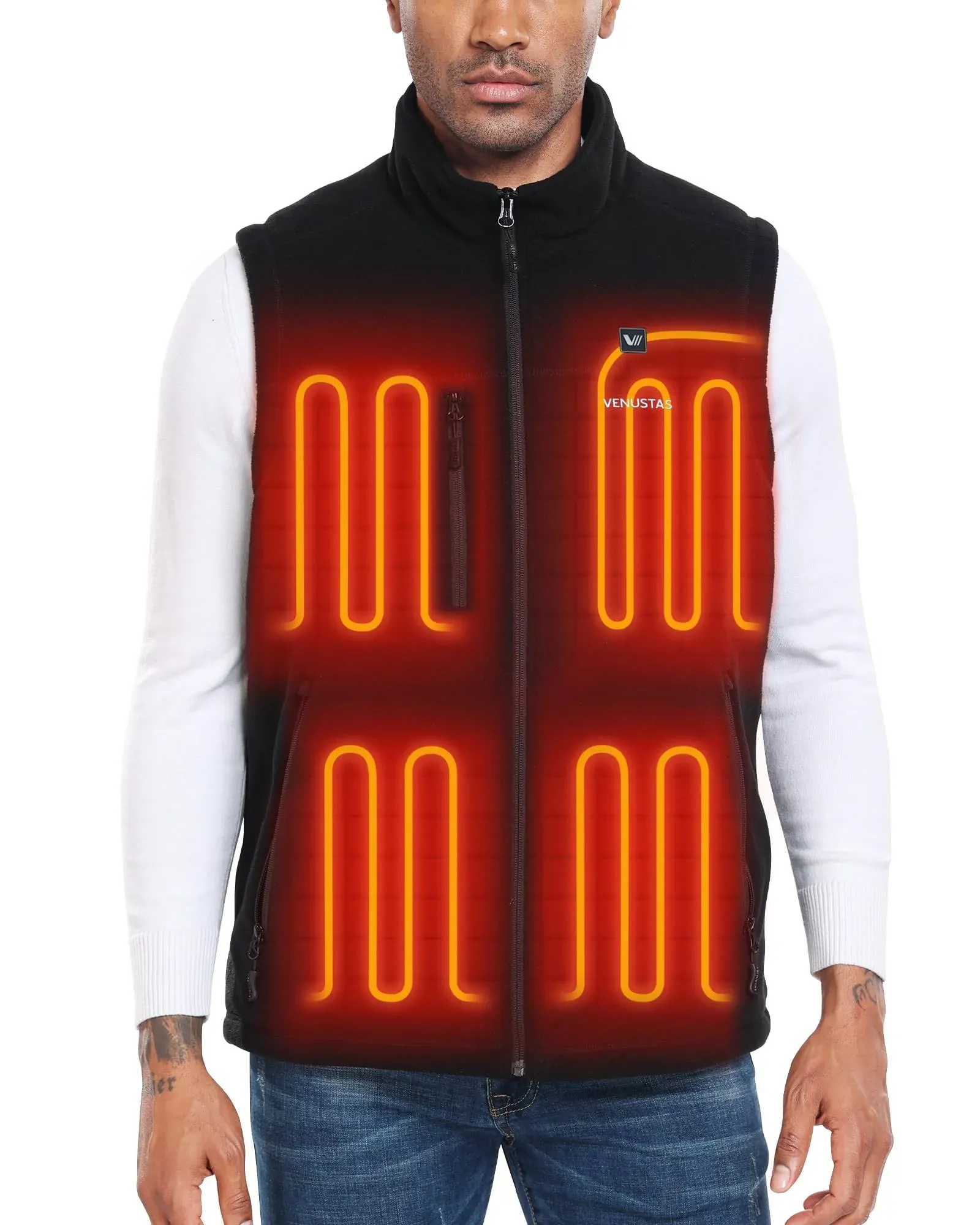 Venustas Mens Recycled Fleece Heated Vest With Battery Pack,lightweight Insulated ...