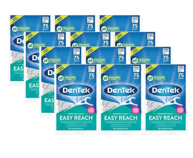 Dentek Complete Clean Easy Reach Floss Picks, No Break & No Shred Floss, 75 Count ...