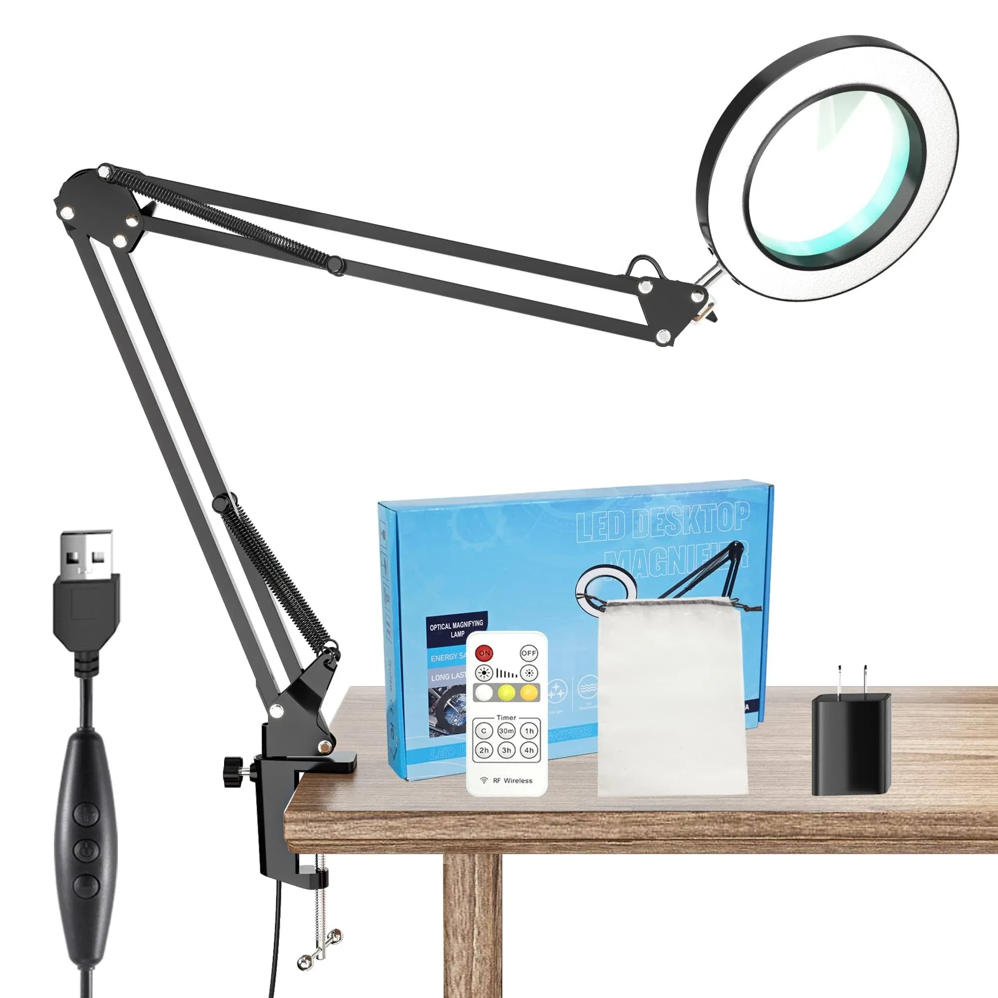 V.C.Formark Magnifying Glass with Light,10X Magnifying Lamp with Remote Control 