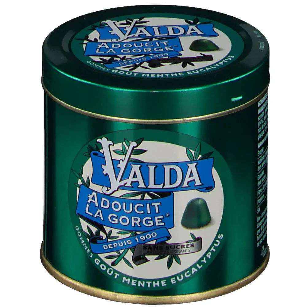 VALDA Gommes goût Menthe Eucalyptus Sans sucre (160 g)