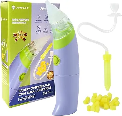  Battery Operated Baby Nasal Aspirator with Manual Aspirator and 30 Hygiene 