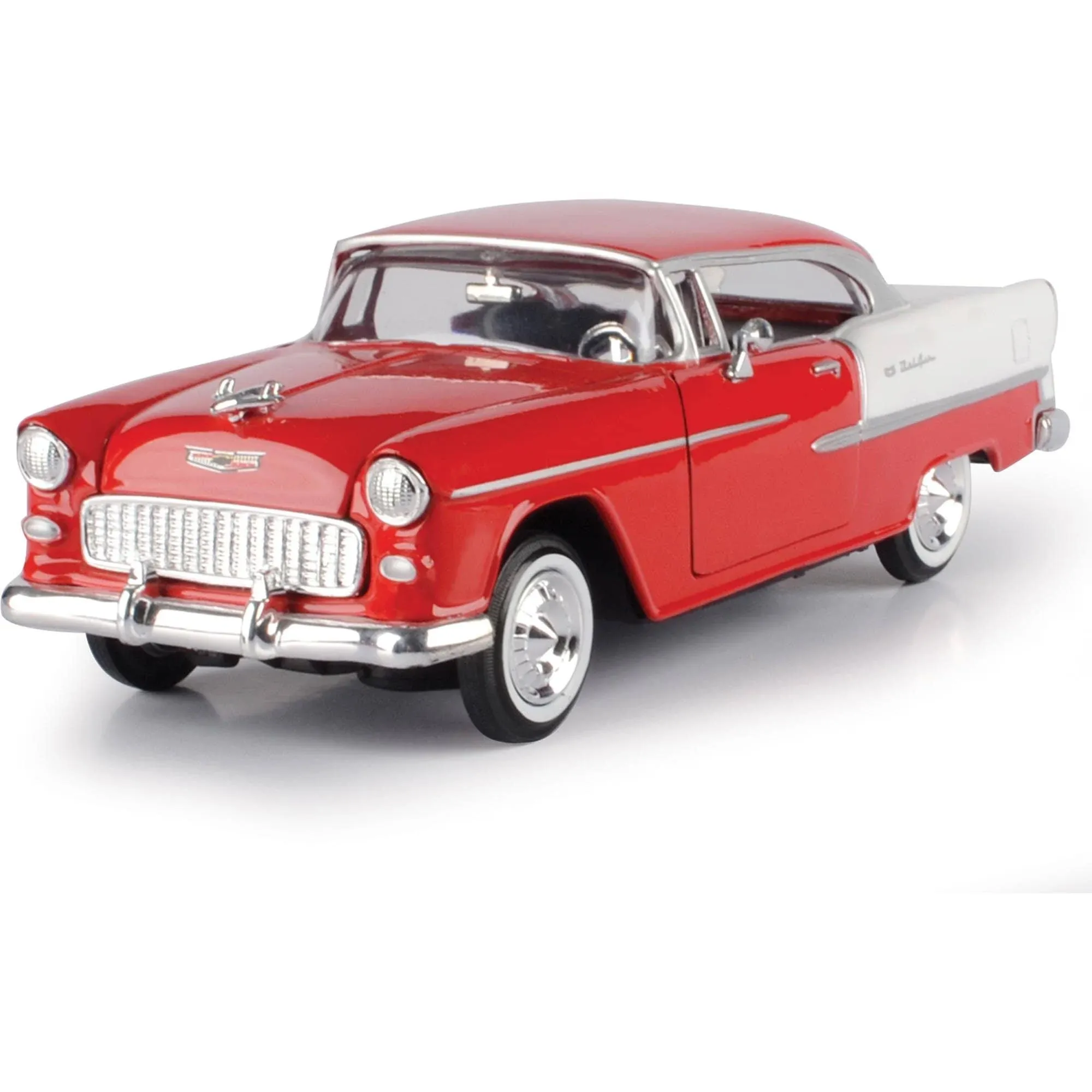 1955 Chevy Bel Air Red &amp; White 1:24 Die Cast Toy Collectible