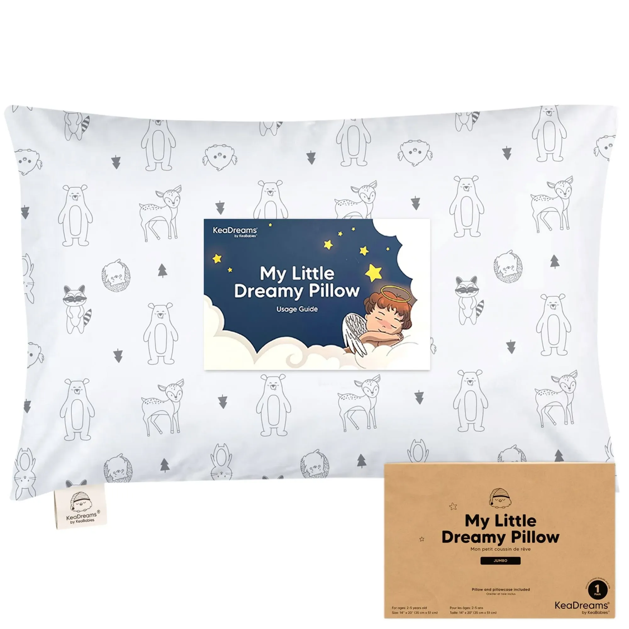 KeaBabies Jumbo Toddler Pillow with Pillowcase