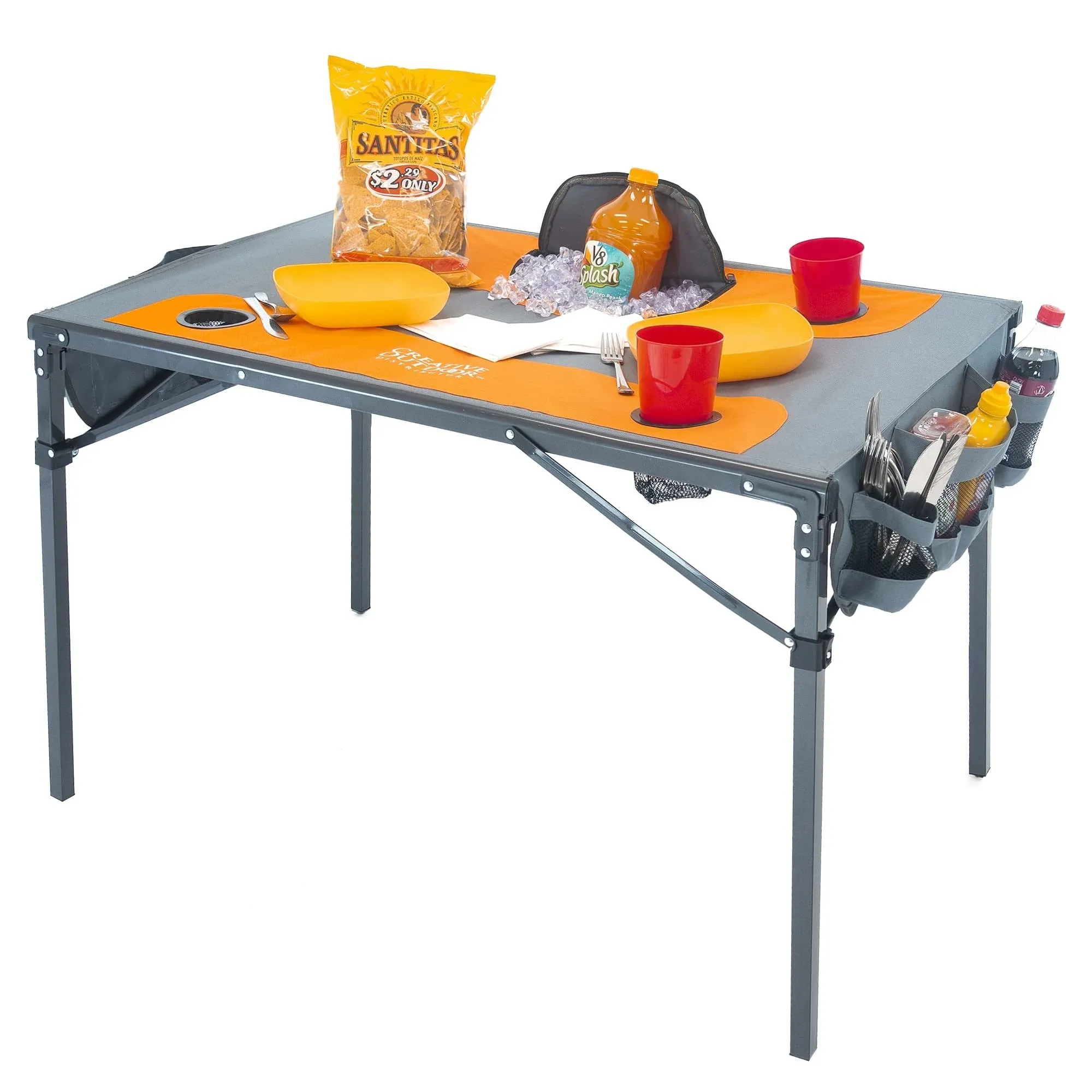 Ice Box Cooler Folding Table | Orange