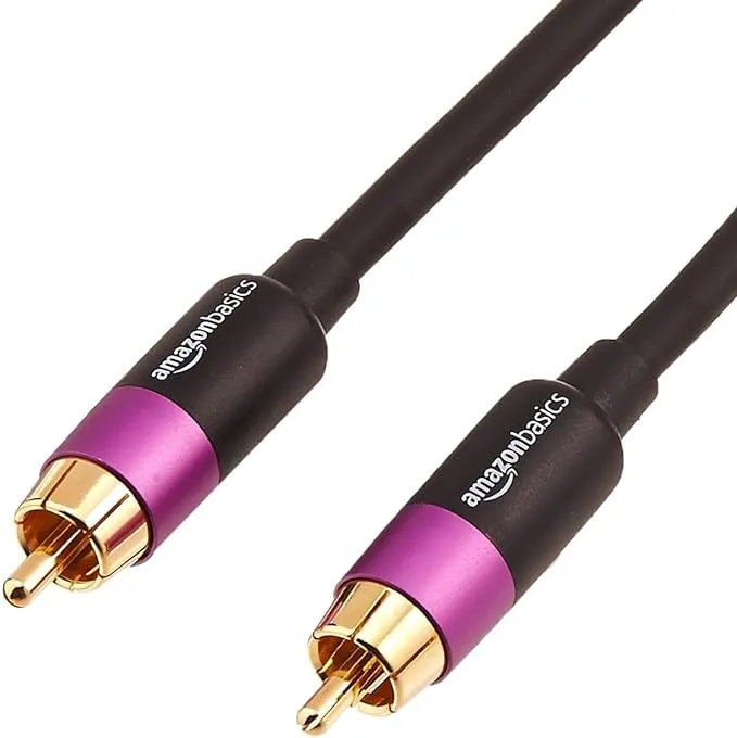 Amazon Basics RCA Audio Cable for Stereo Speaker or Subwoofer with Gold-Plated Plugs, 50 Foot, Black