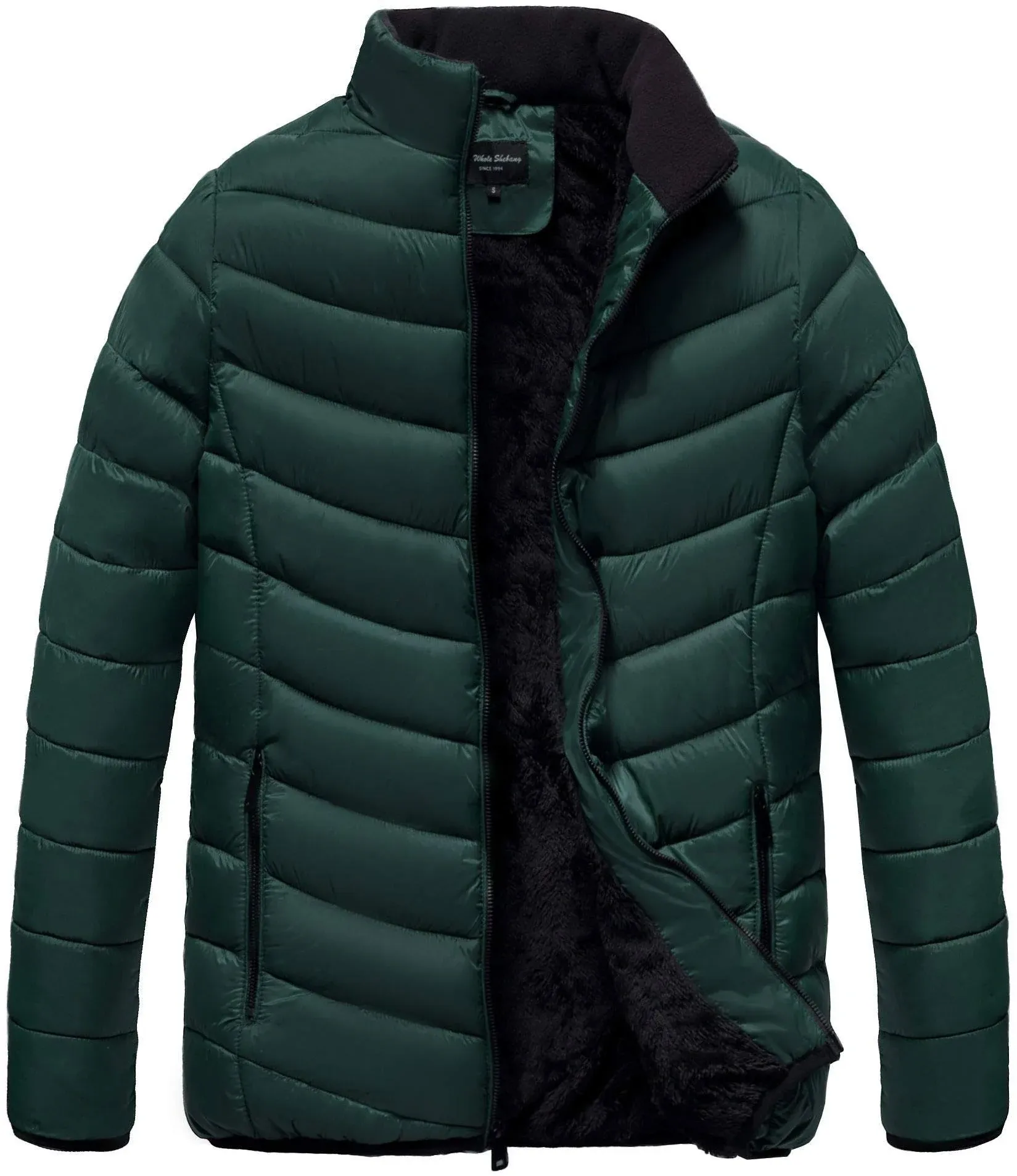 Quilted Men's Winter Bubble Puffer Jacket with Faux Fur Lining Clearance