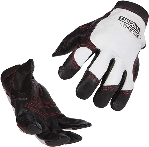 Lincoln Electric Full Grain Leather Welding / Work Gloves | Padded Palm| Large | K2977-L,White/Black