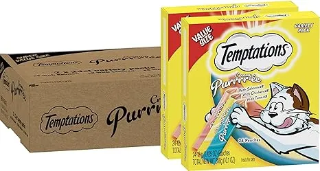 Temptations Creamy Puree Chicken Salmon & Tuna Variety Pack Lickable Cat Treats