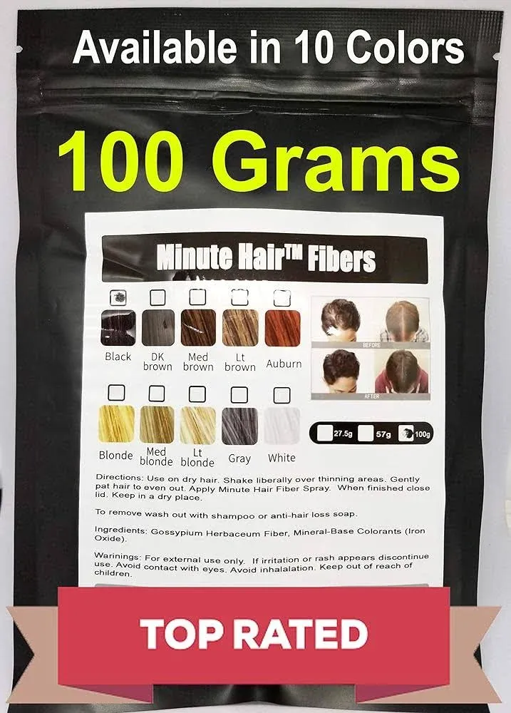 Hair Building Fibers 100 Grams (3.5 oz) Minute Hair Refill Hair Loss Concealer ...