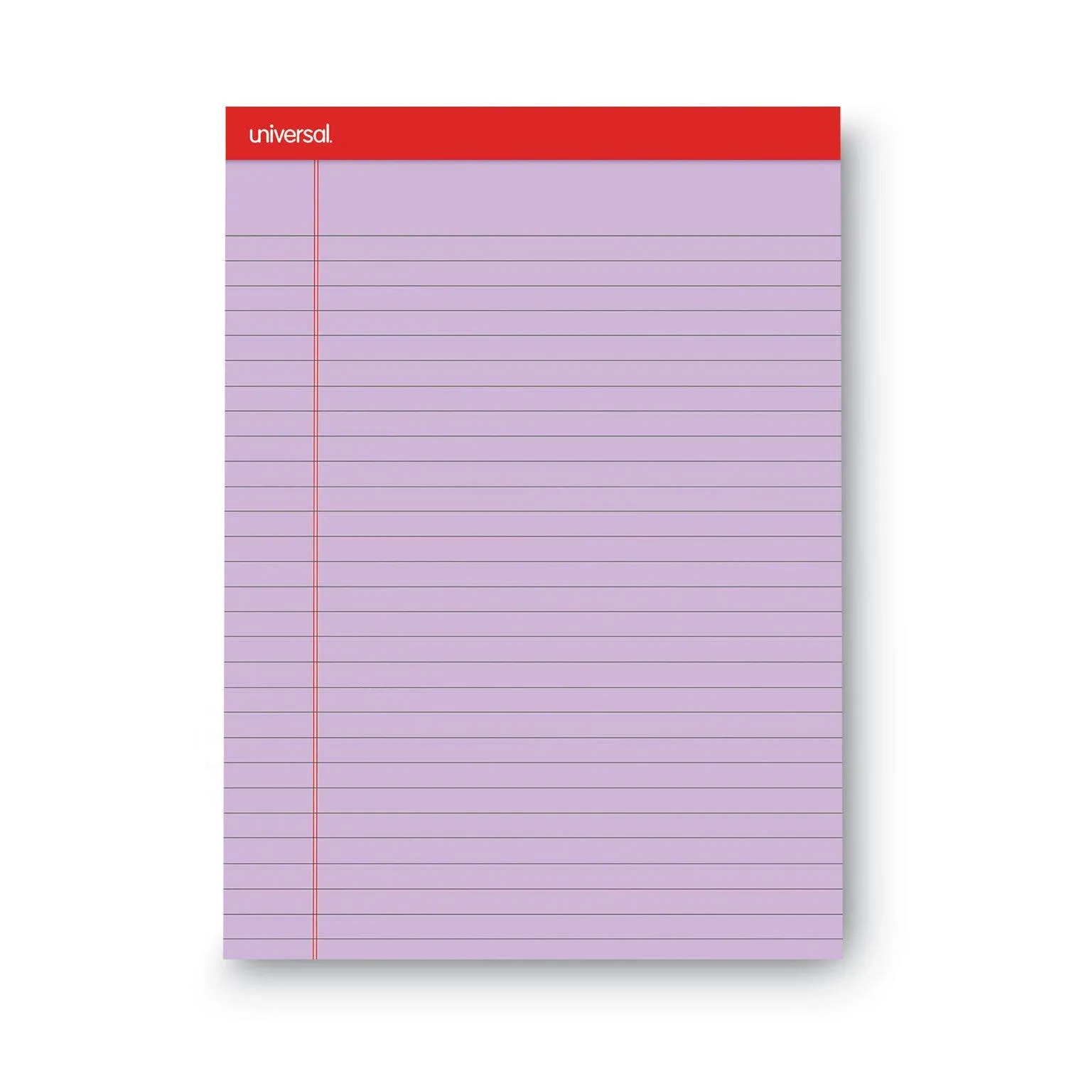 Universal Colored Perforated Ruled Writing Pads, Wide/Legal Rule, 50 Assorted Color 8.5 x 11.75 Sheets, 6/Pack