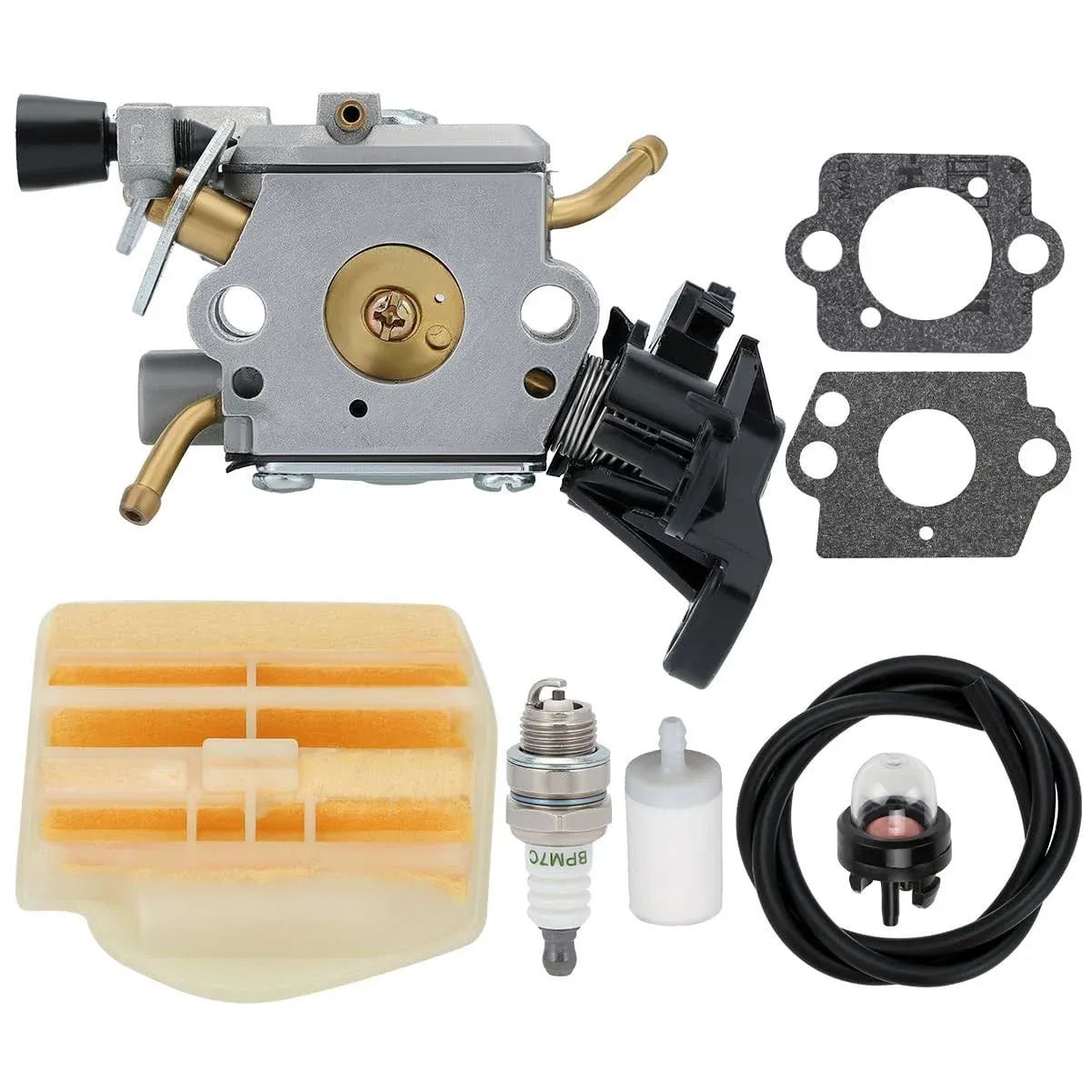 Butom C1M-EL37B 506450401 Carburetor + Air Filter+Fuel Filter+Fuel Line+Primer Bulb for Husqvarna 445 445E 450 450E Gas Chainsaw