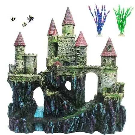 PINVNBY Aquarium Resin Castle Decoration Fish Tank Driftwood Castle Cave Hideouts ...